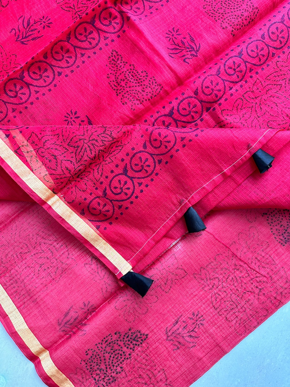 HandBlock Printed Cotton Doria Saree