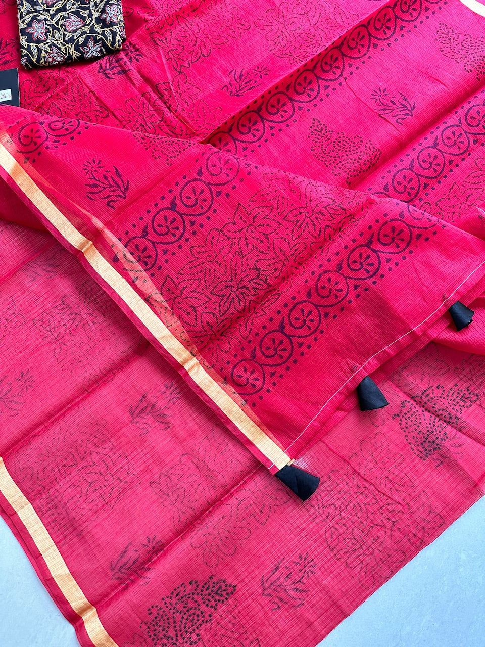 HandBlock Printed Cotton Doria Saree