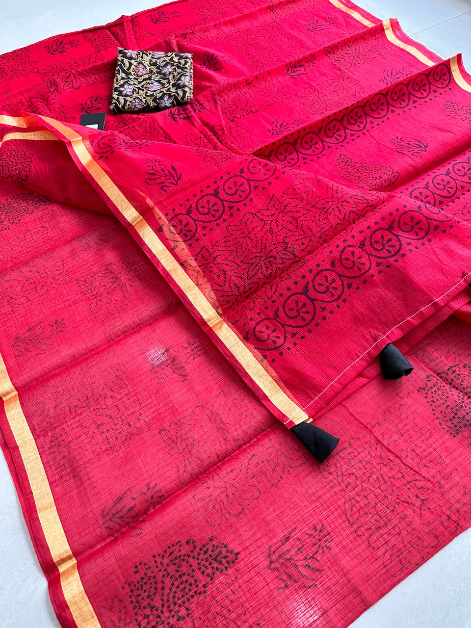 HandBlock Printed Cotton Doria Saree