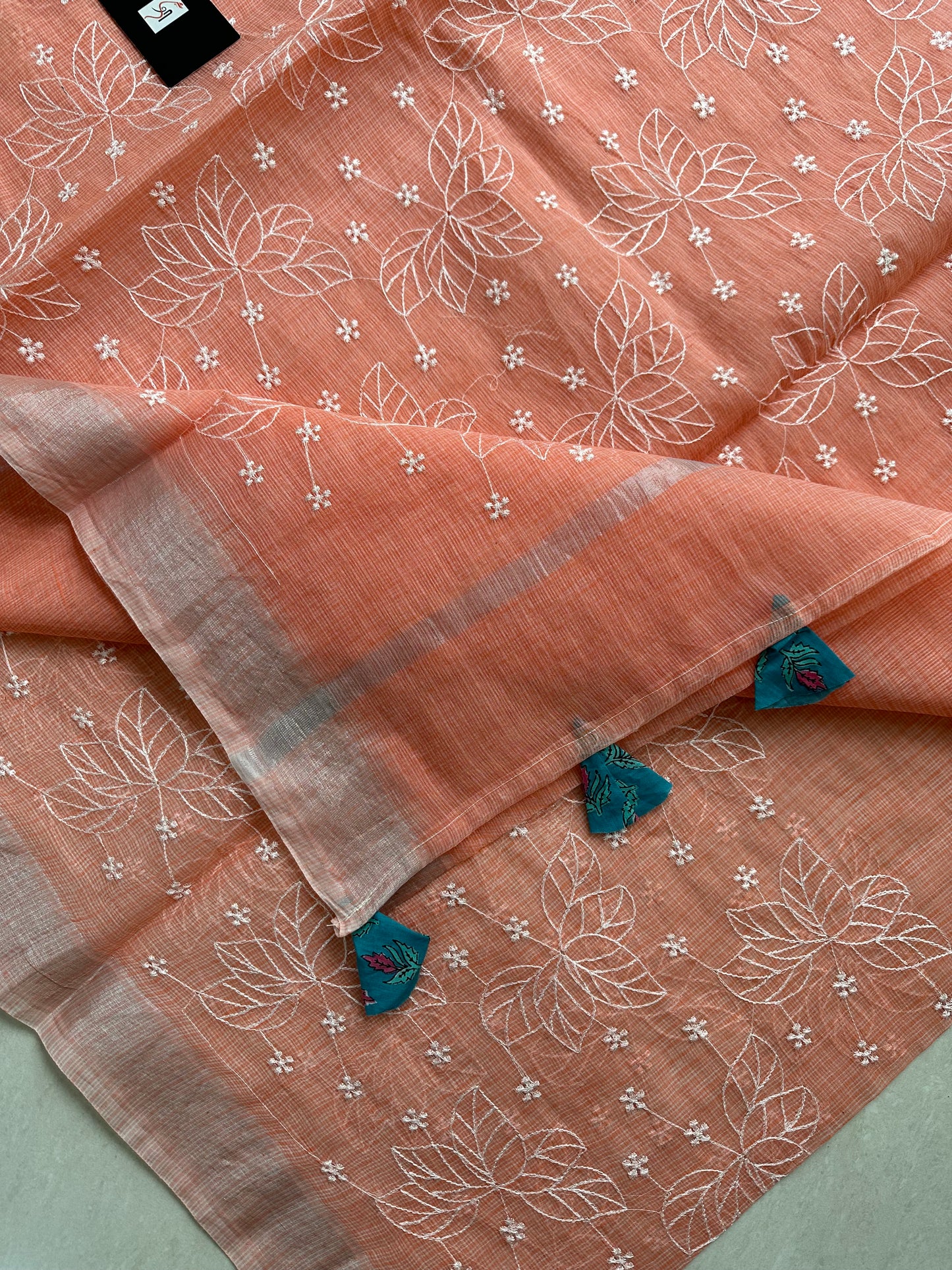 Embroidered Kota Cotton Doria Saree