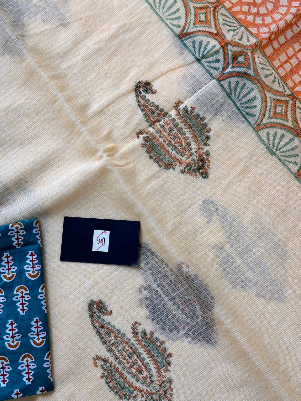 HandBlock Printed Kota Cotton Doria Saree