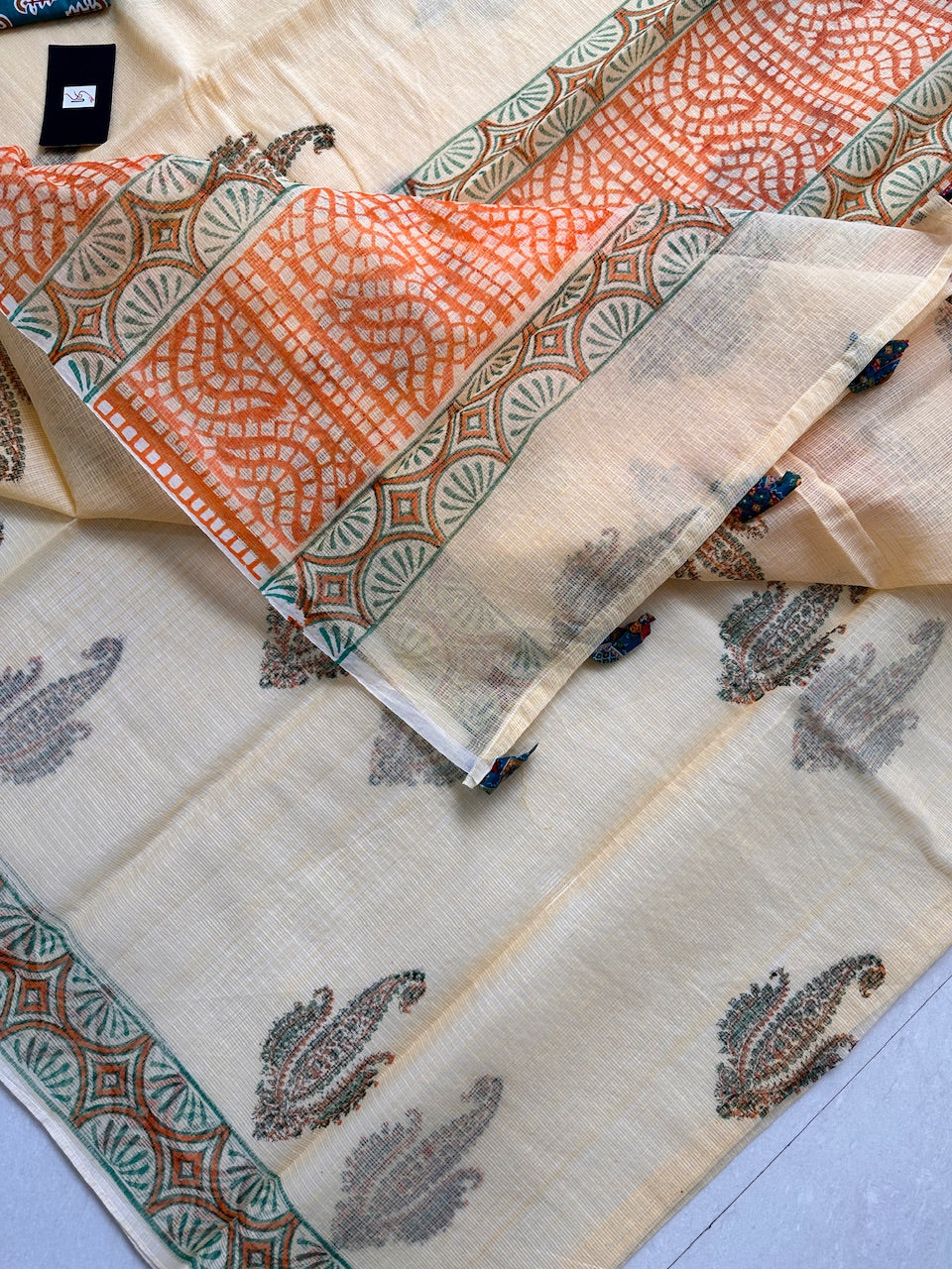 HandBlock Printed Kota Cotton Doria Saree