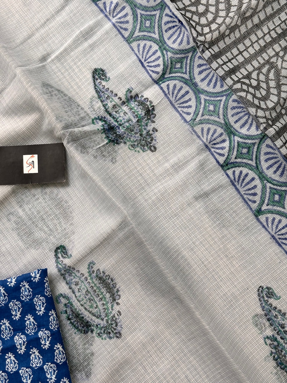 HandBlock Printed Kota Cotton Doria Saree