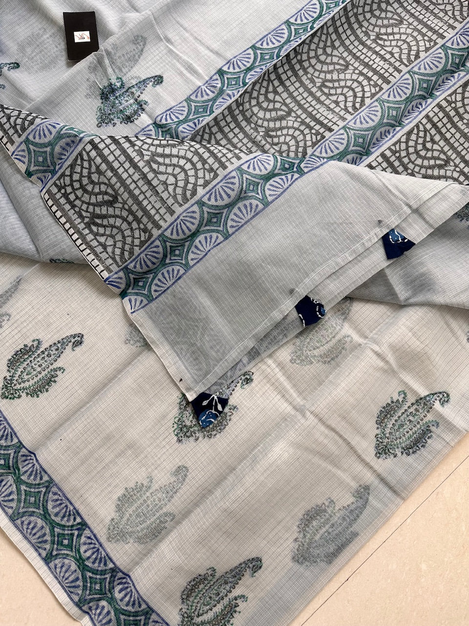 HandBlock Printed Kota Cotton Doria Saree