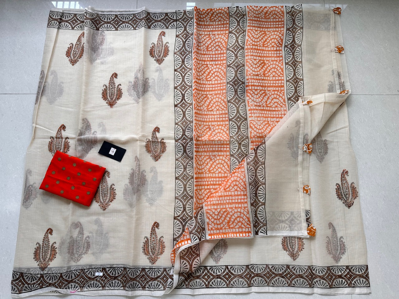 HandBlock Printed Kota Cotton Doria Saree