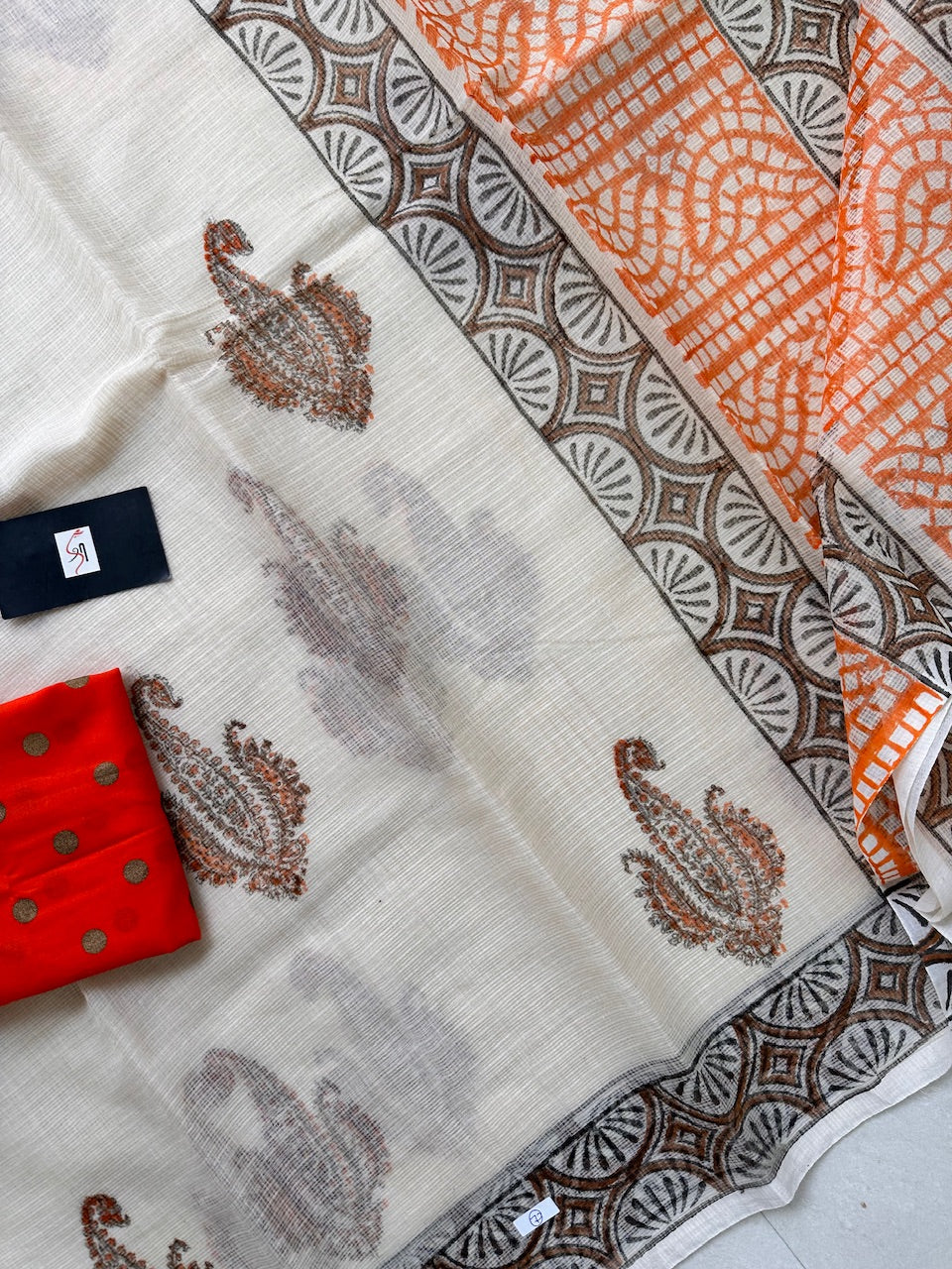 HandBlock Printed Kota Cotton Doria Saree