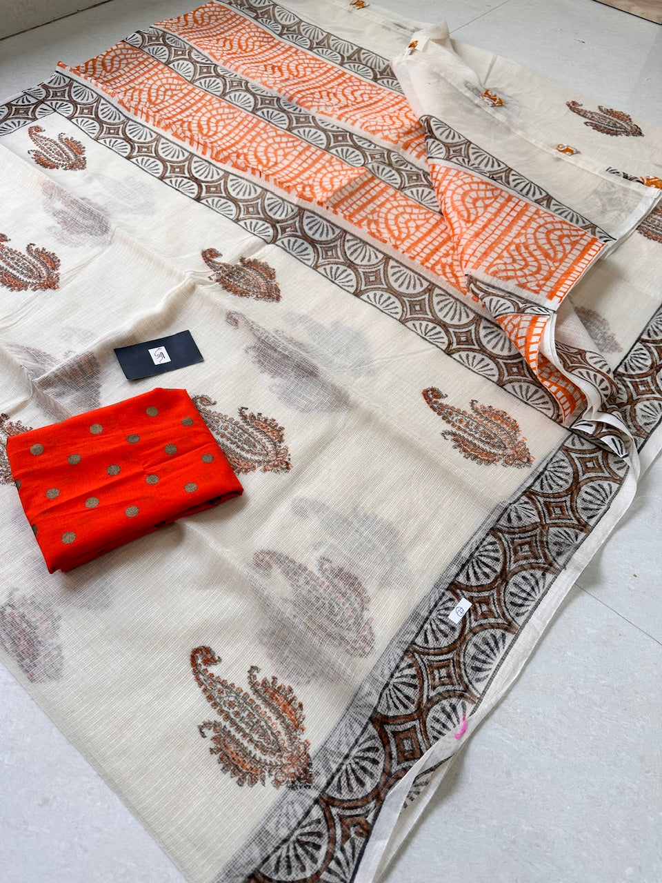 HandBlock Printed Kota Cotton Doria Saree