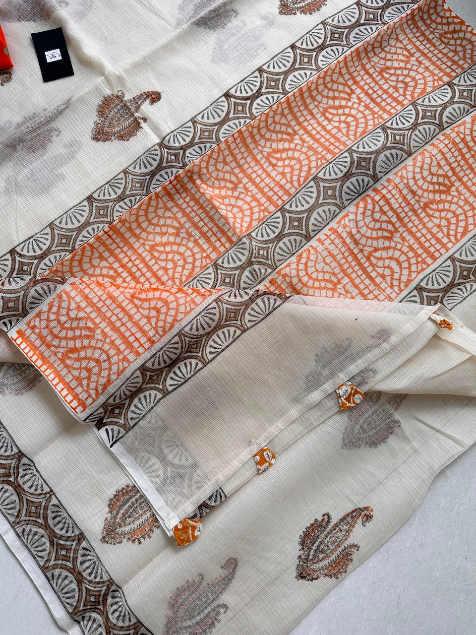 HandBlock Printed Kota Cotton Doria Saree