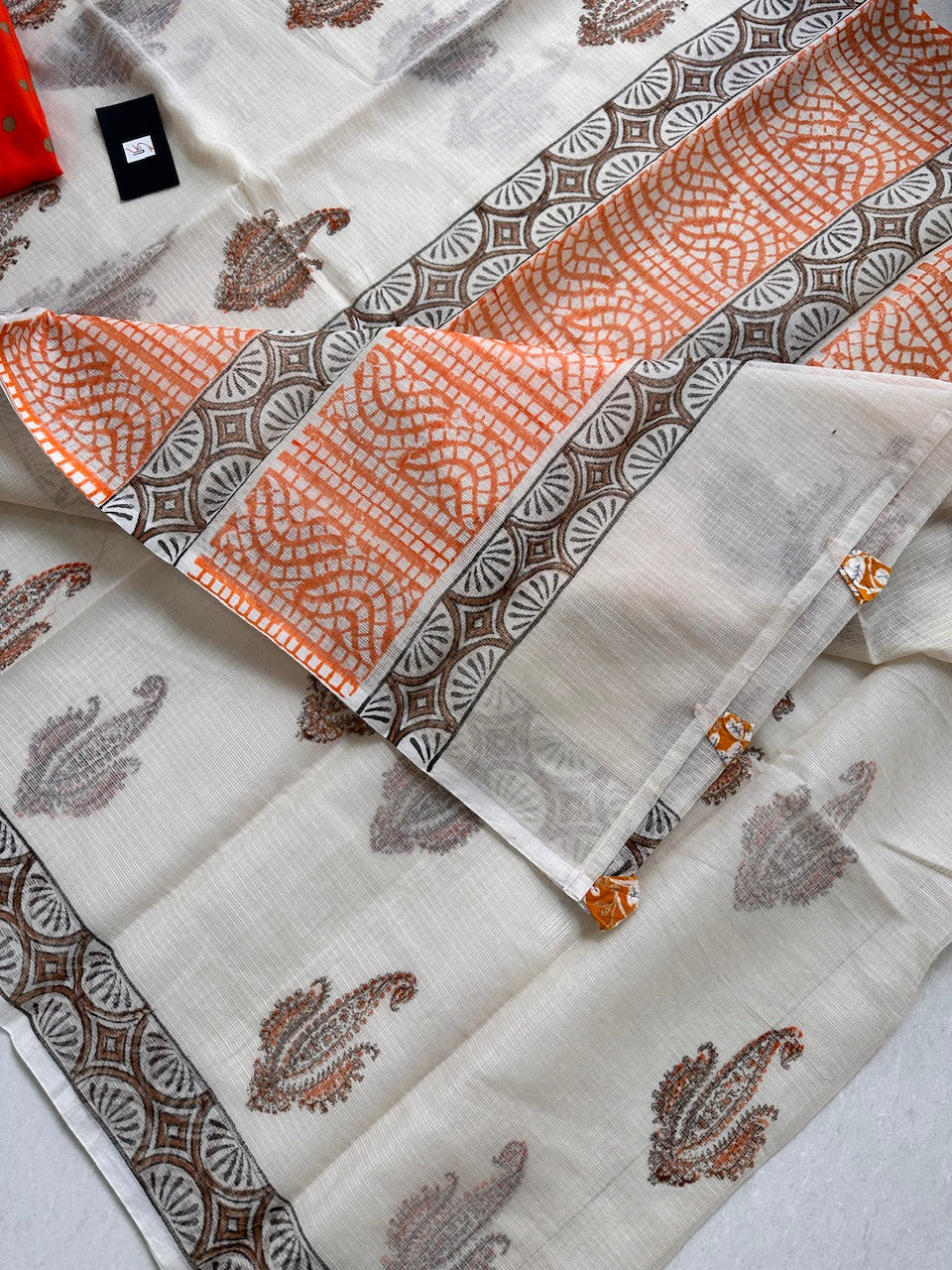 HandBlock Printed Kota Cotton Doria Saree