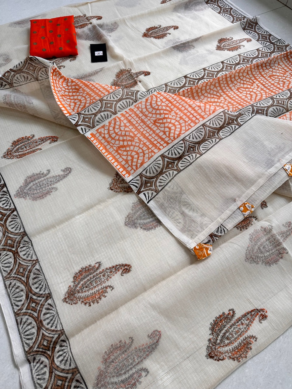 HandBlock Printed Kota Cotton Doria Saree