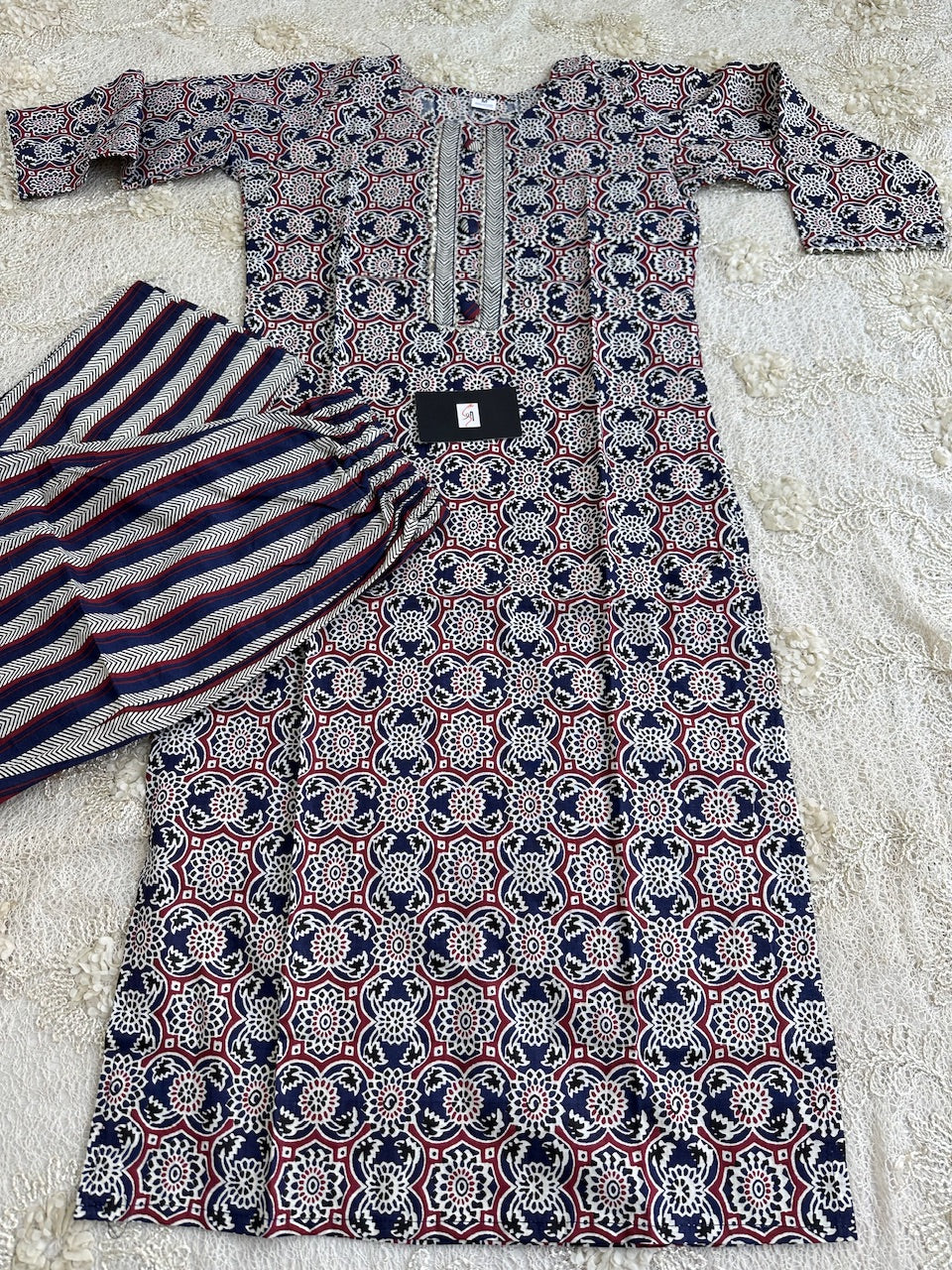 Pure HandBlock Cotton Kurti N Pant Set