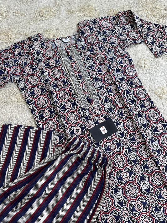 Pure HandBlock Cotton Kurti N Pant Set