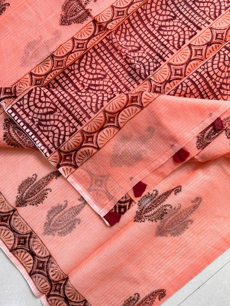 HandBlock Printed Kota Cotton Doria Saree