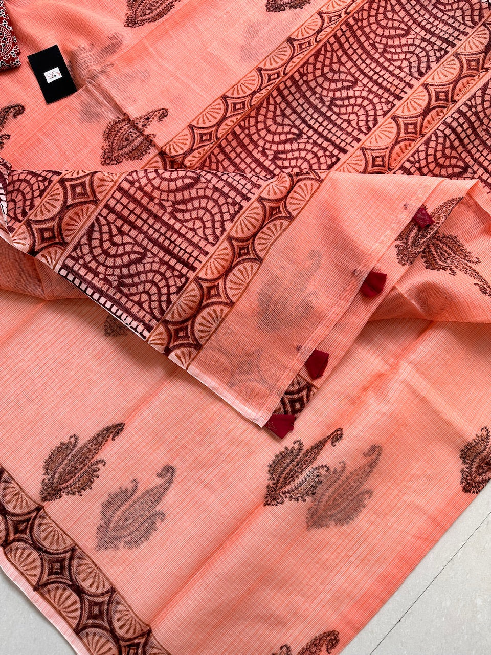 HandBlock Printed Kota Cotton Doria Saree