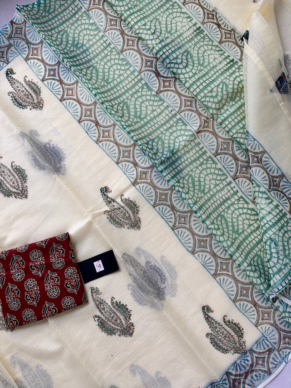 HandBlock Printed Kota Cotton Doria Saree