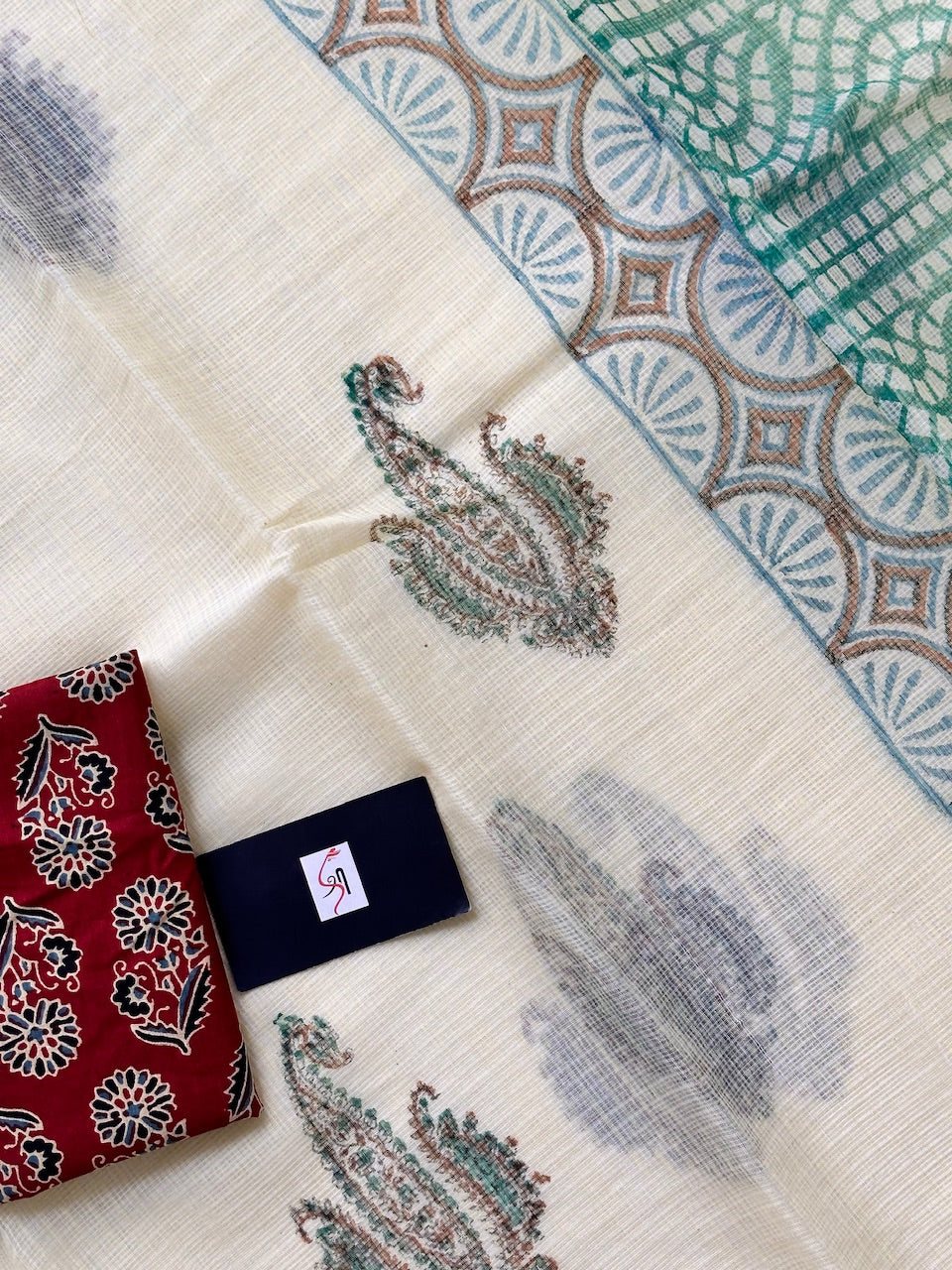 HandBlock Printed Kota Cotton Doria Saree