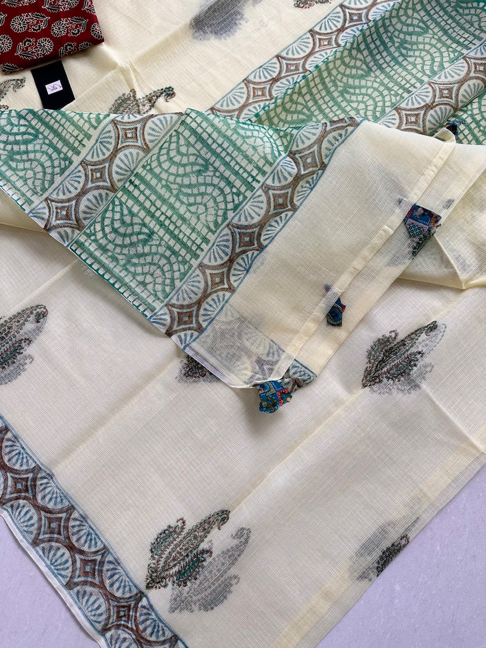 HandBlock Printed Kota Cotton Doria Saree