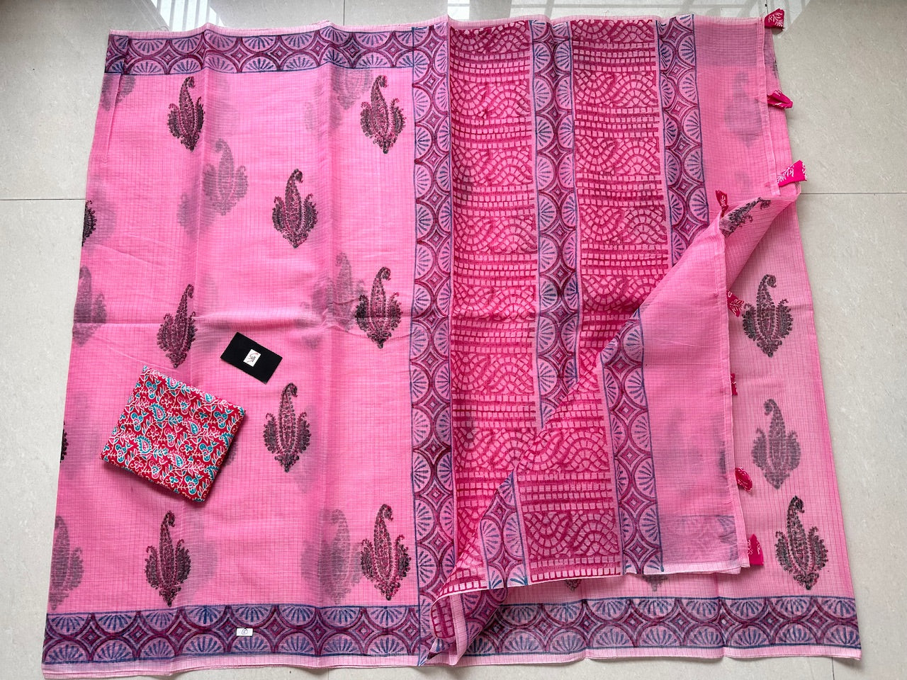 HandBlock Printed Kota Cotton Doria Saree