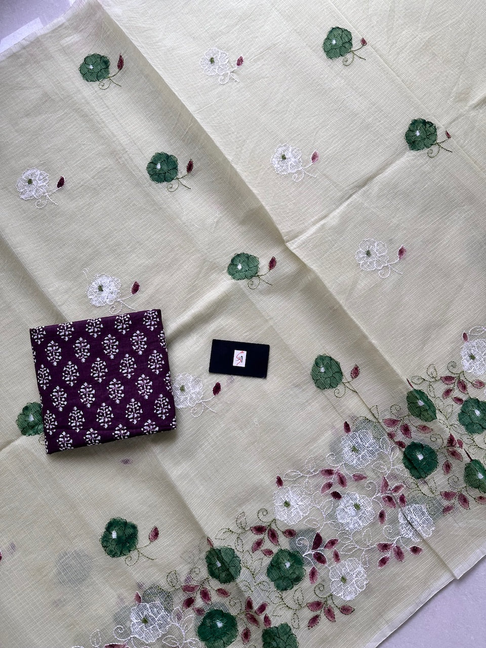 Embroidered Handpainted Kota Cotton Doria Saree