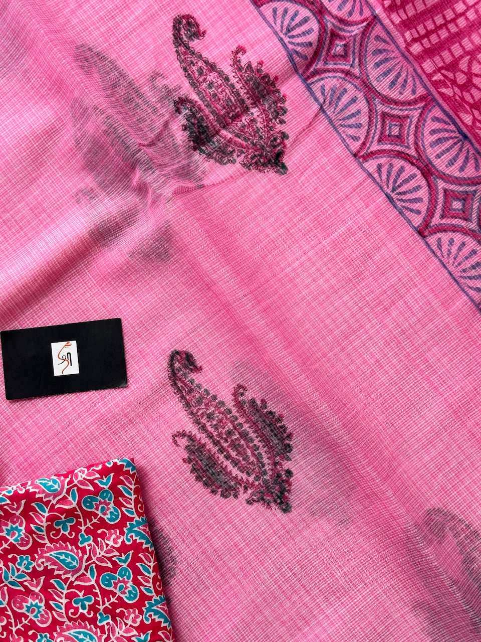 HandBlock Printed Kota Cotton Doria Saree