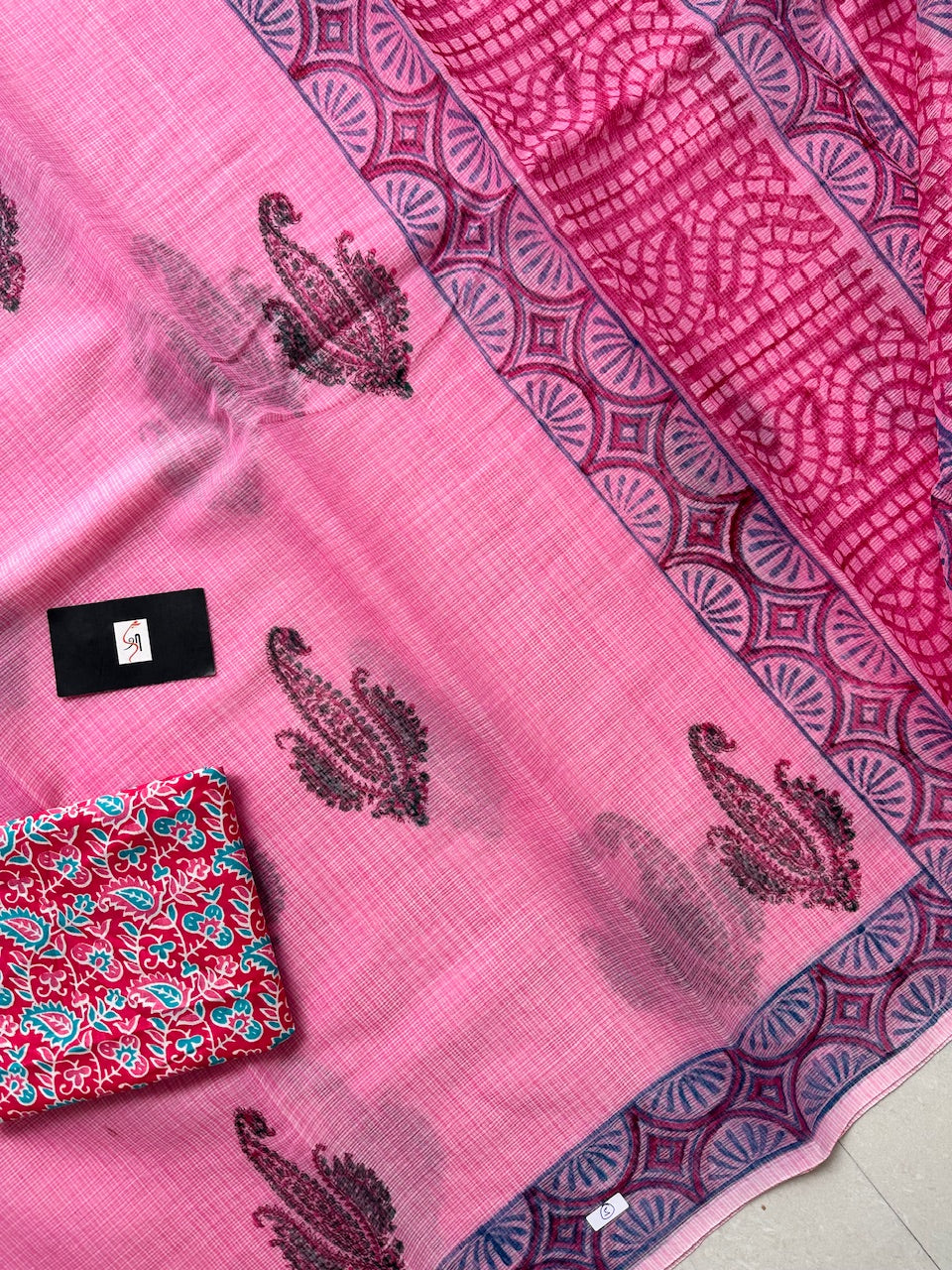 HandBlock Printed Kota Cotton Doria Saree