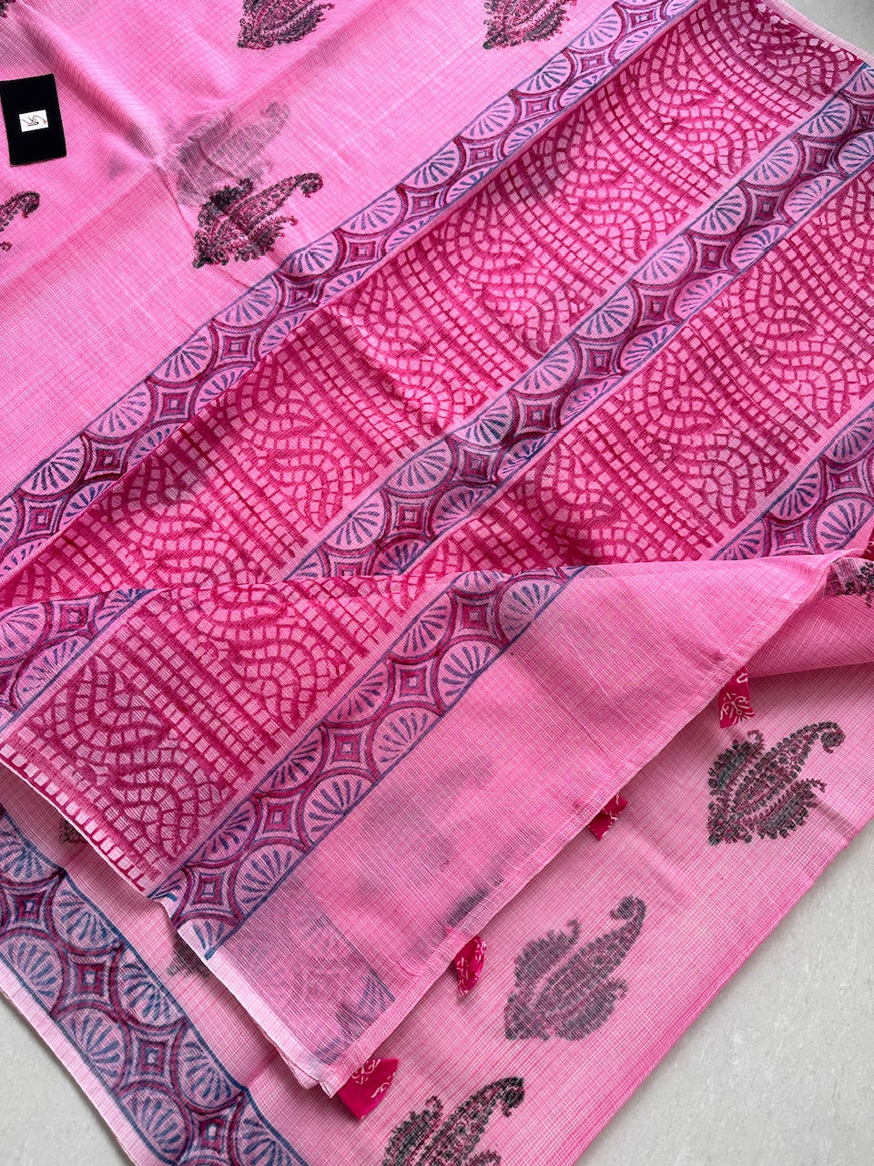 HandBlock Printed Kota Cotton Doria Saree