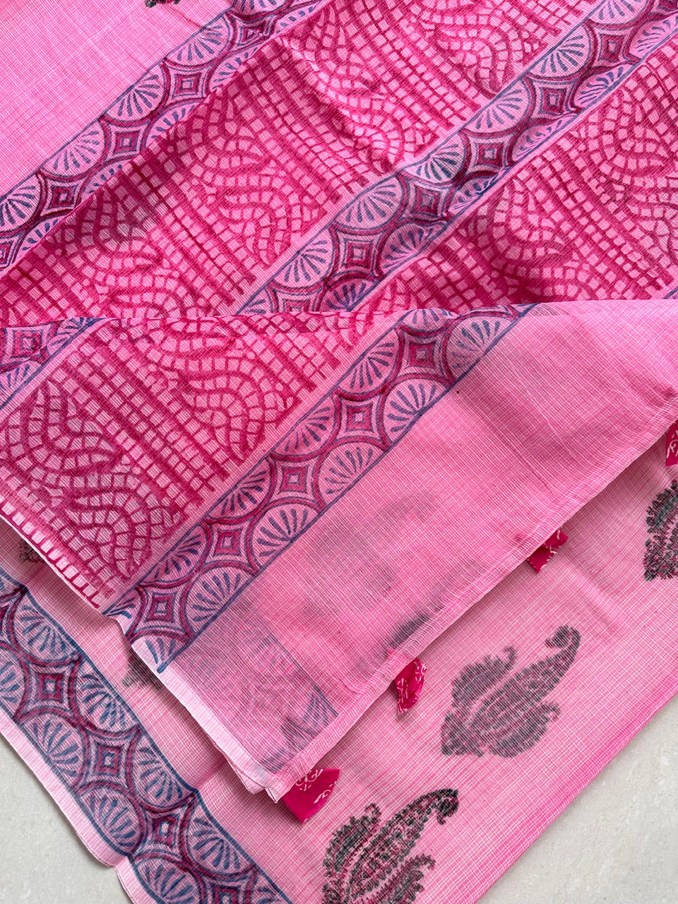 HandBlock Printed Kota Cotton Doria Saree