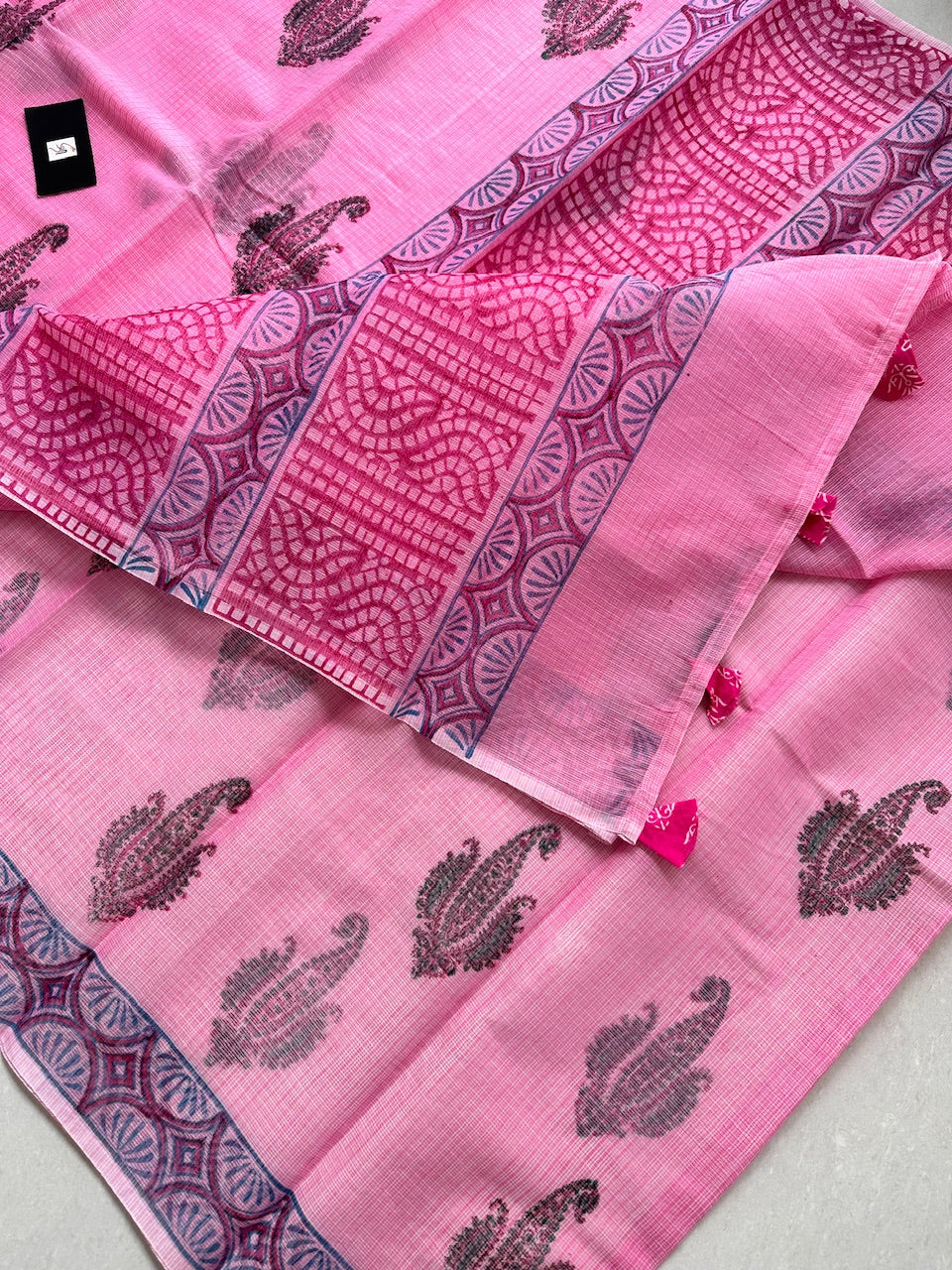 HandBlock Printed Kota Cotton Doria Saree