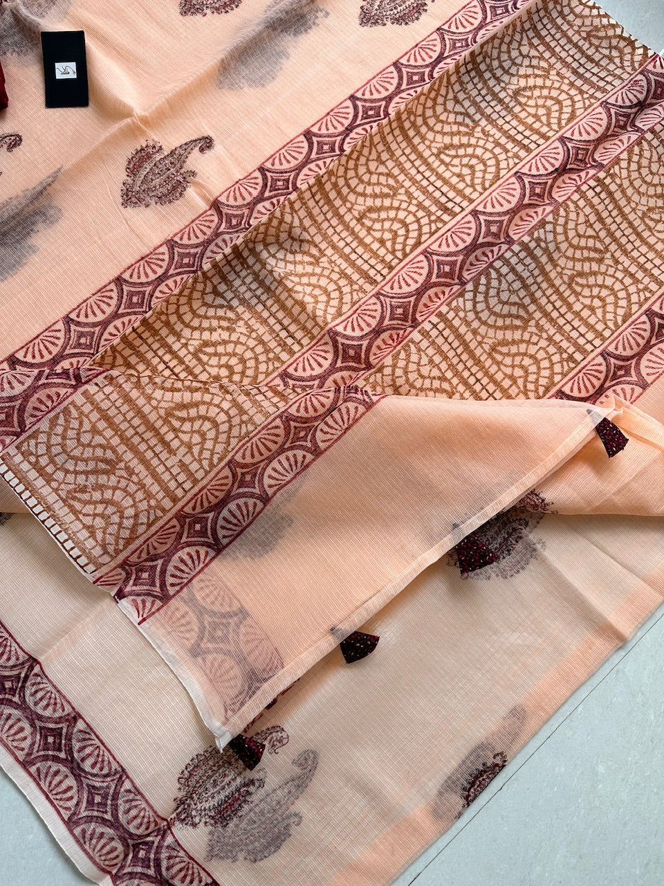 HandBlock Printed Kota Cotton Doria Saree