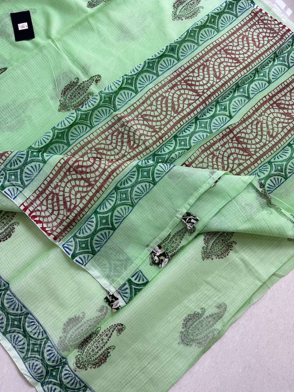 HandBlock Printed Kota Cotton Doria Saree