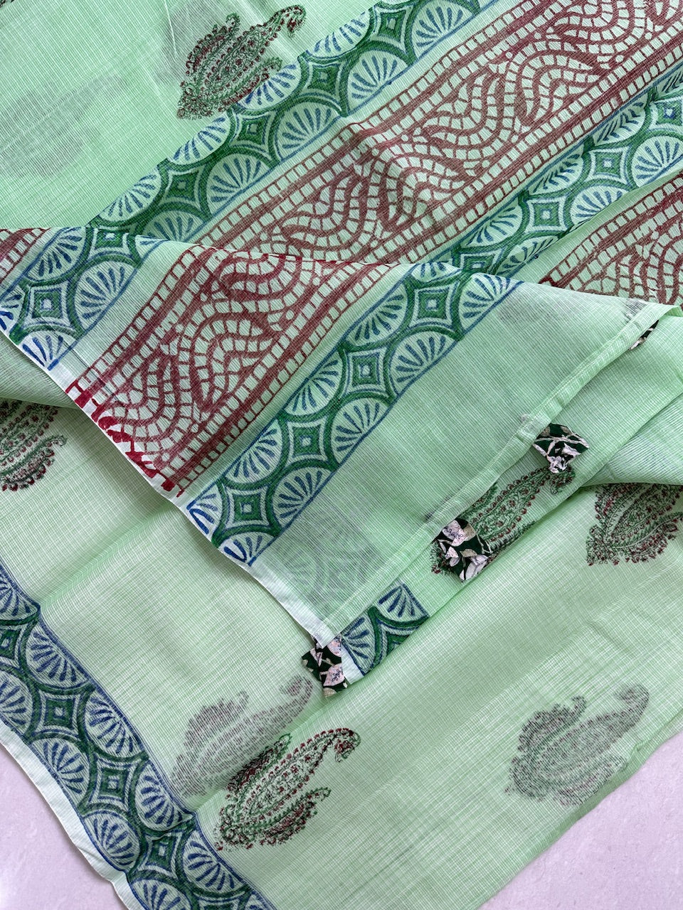 HandBlock Printed Kota Cotton Doria Saree