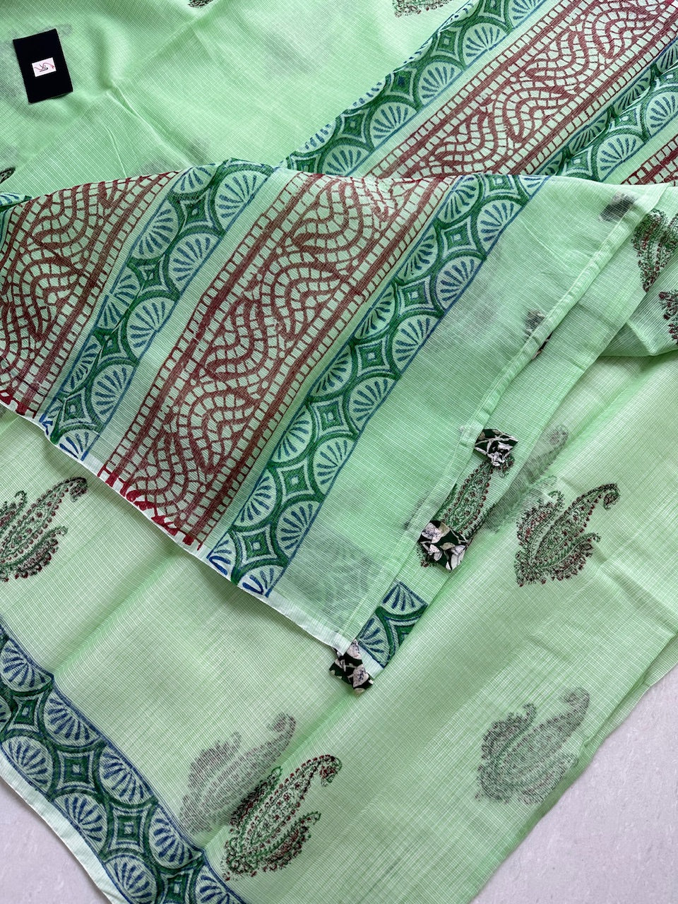 HandBlock Printed Kota Cotton Doria Saree