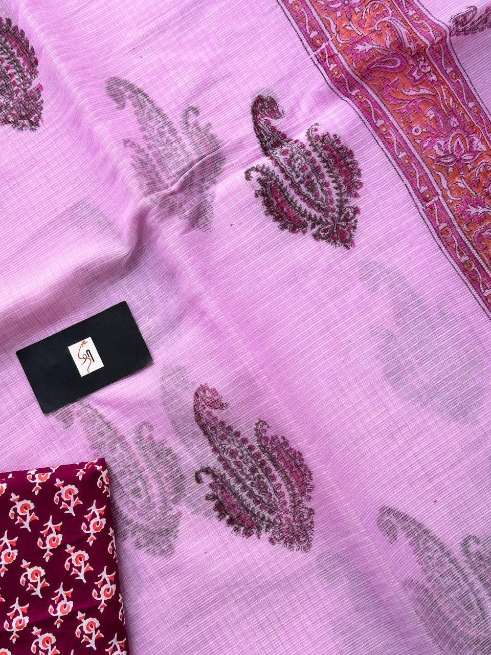 HandBlock Printed Kota Cotton Doria Saree