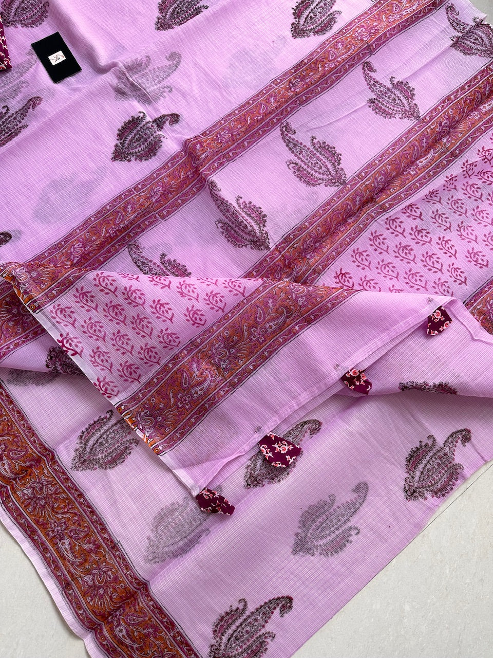 HandBlock Printed Kota Cotton Doria Saree