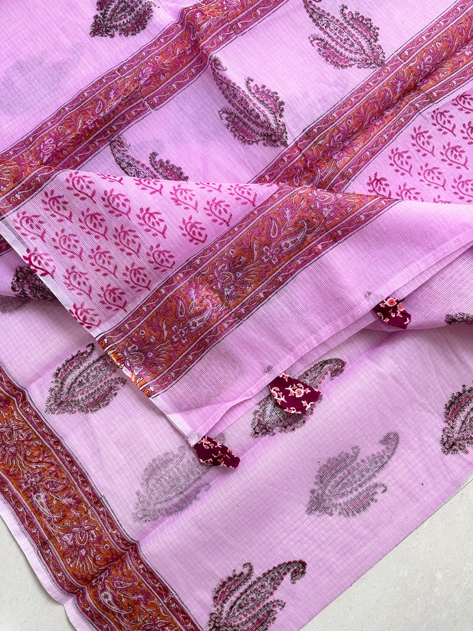 HandBlock Printed Kota Cotton Doria Saree