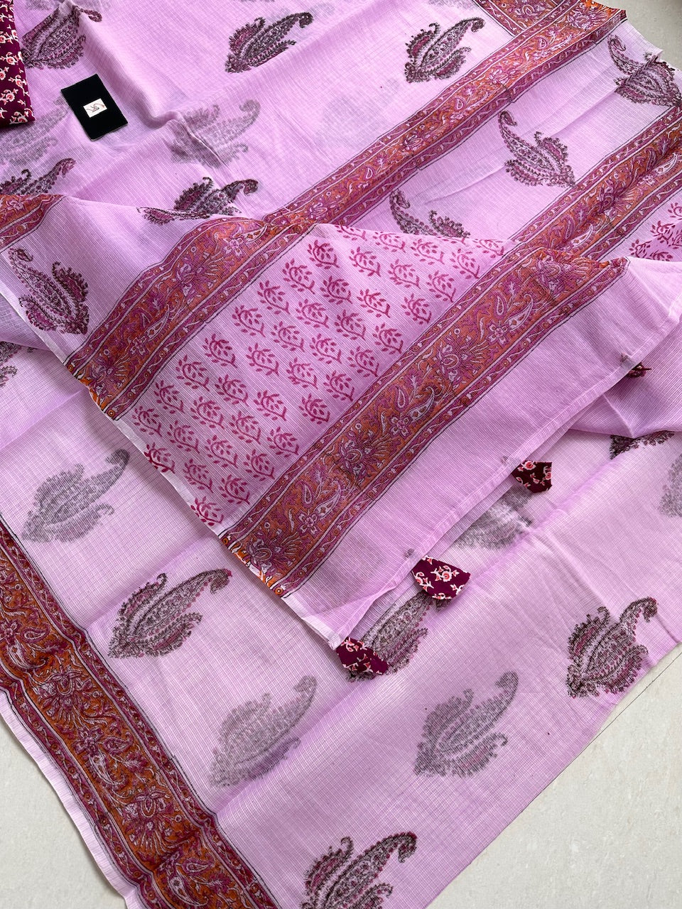 HandBlock Printed Kota Cotton Doria Saree