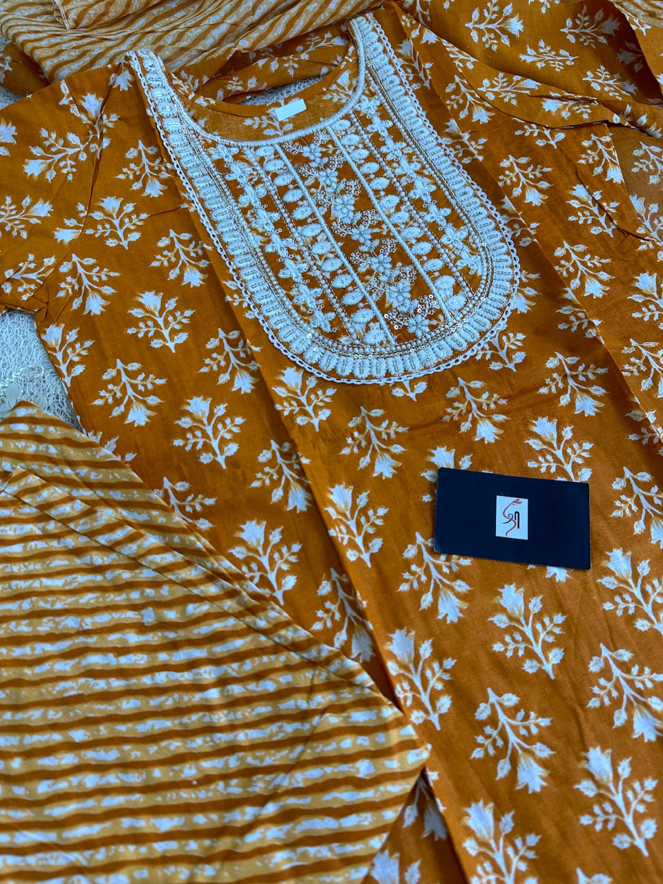 Pure HandBlock Printed Cotton Kurti N Pant With Dupatta