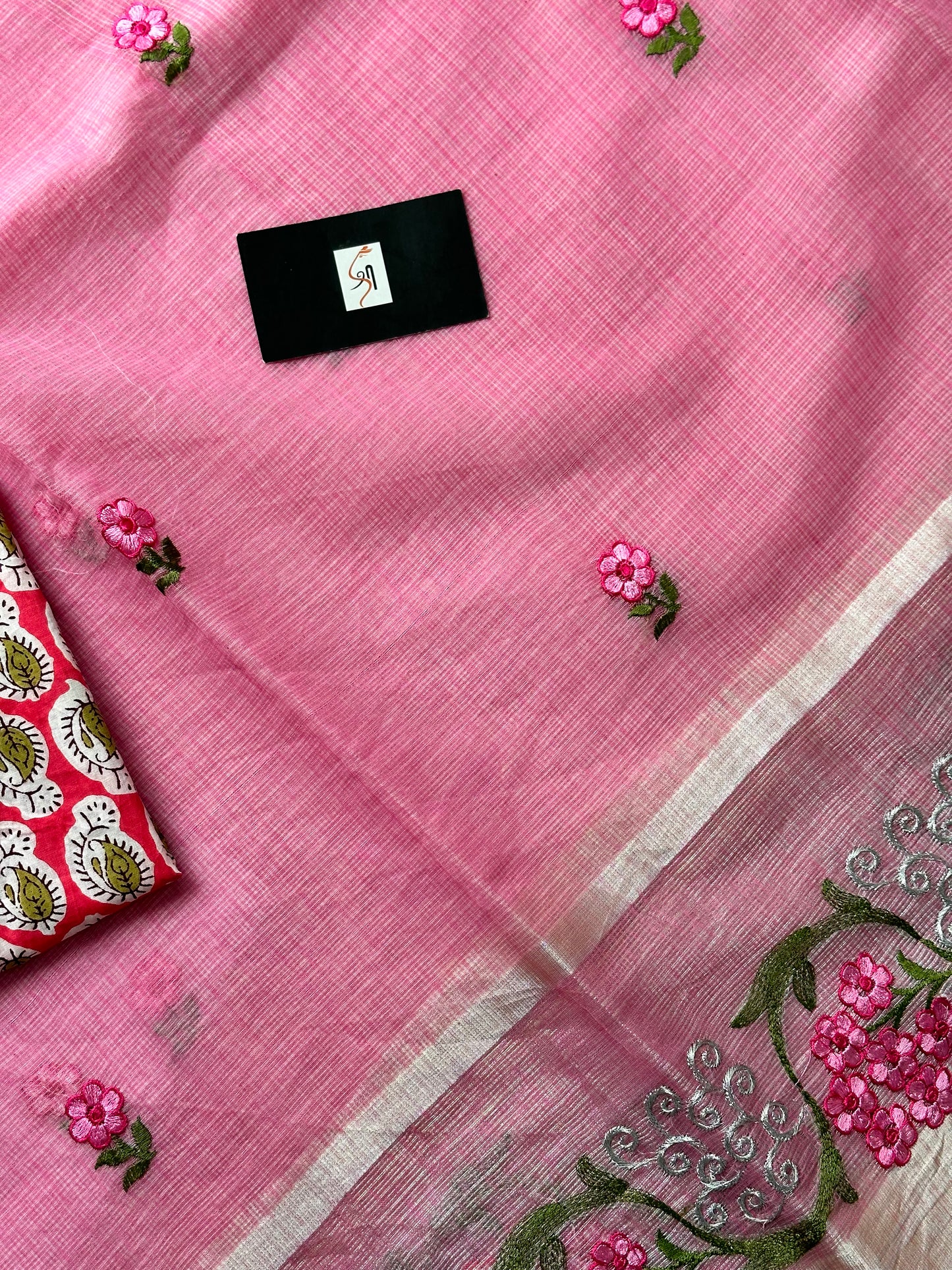 Embroidered Kota Cotton Doria Saree