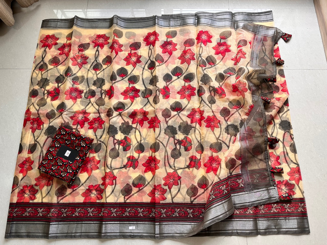 Digital Printed Kota Cotton Doria Saree