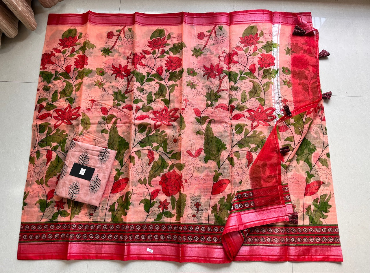 Digital Printed Kota Cotton Doria Saree