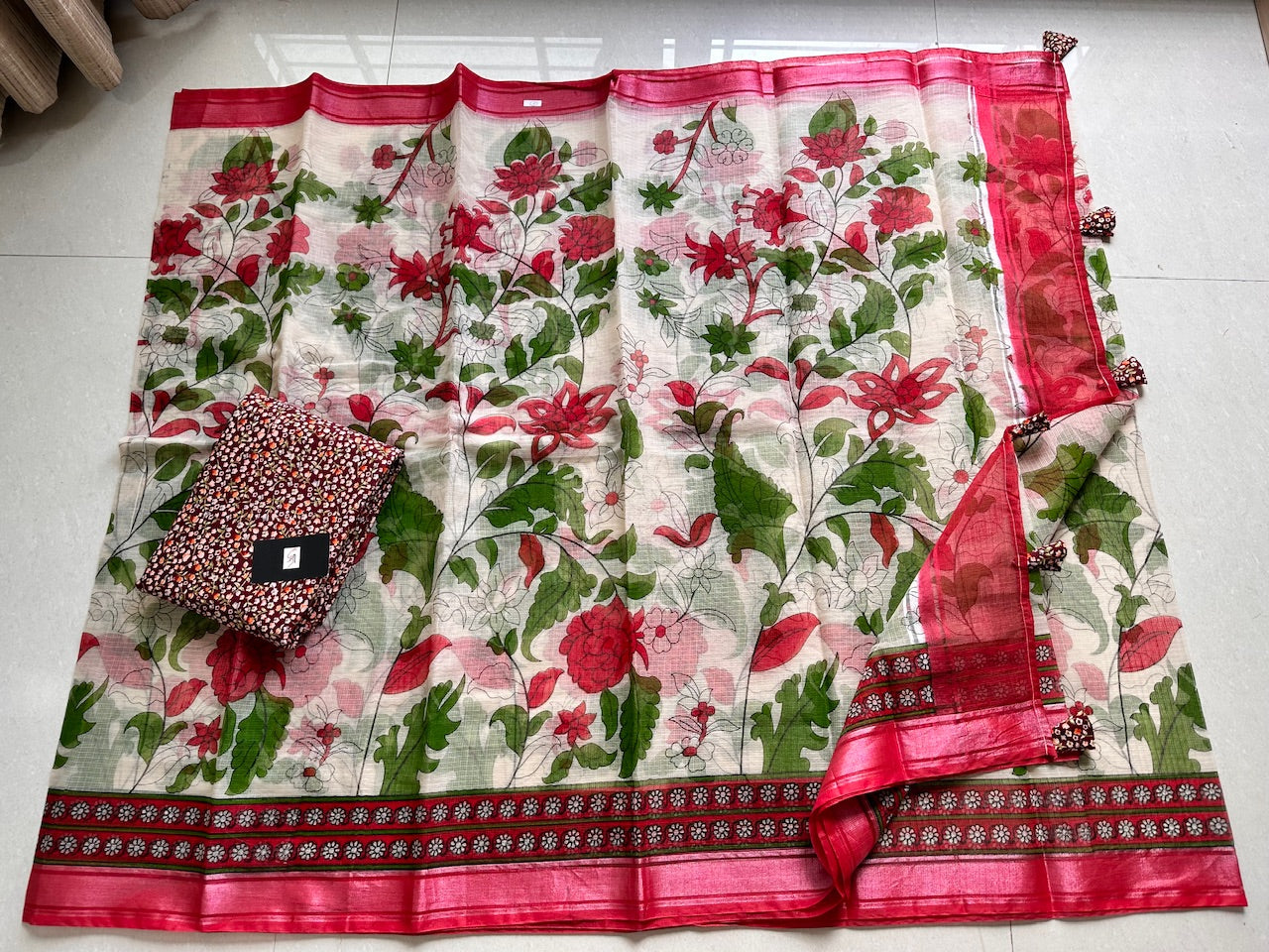 Digital Printed Kota Cotton Doria Saree