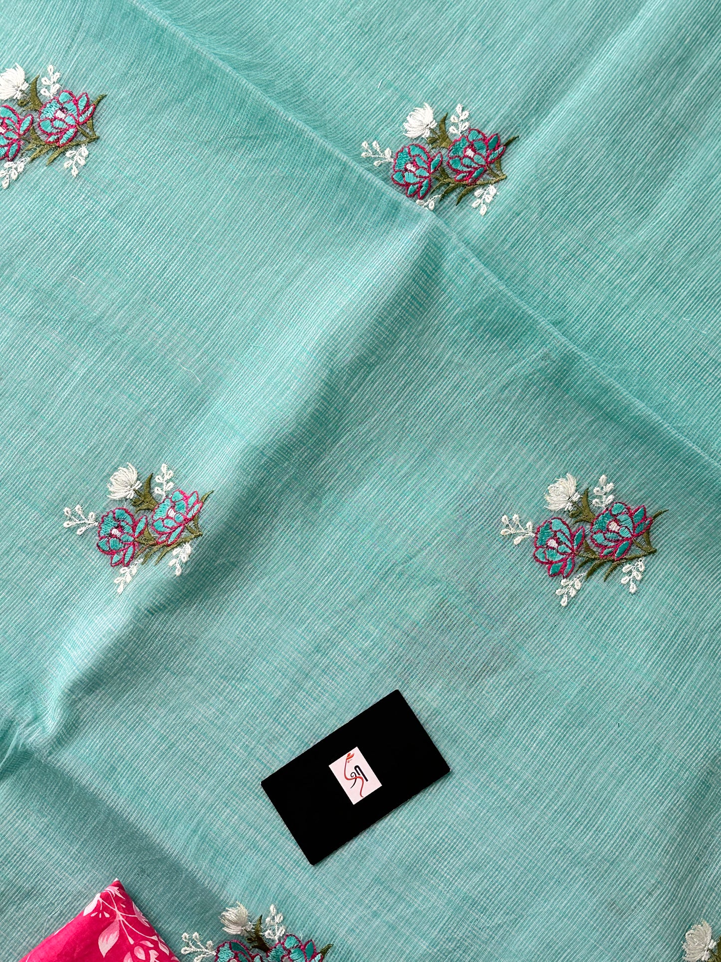 Embroidered Kota Cotton Doria Saree