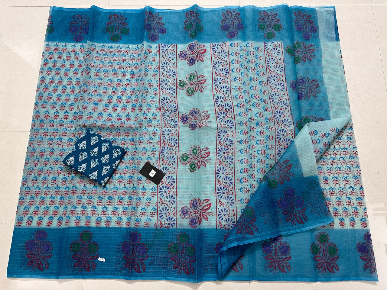 HandBlock Printed Kota Cotton Doria Saree