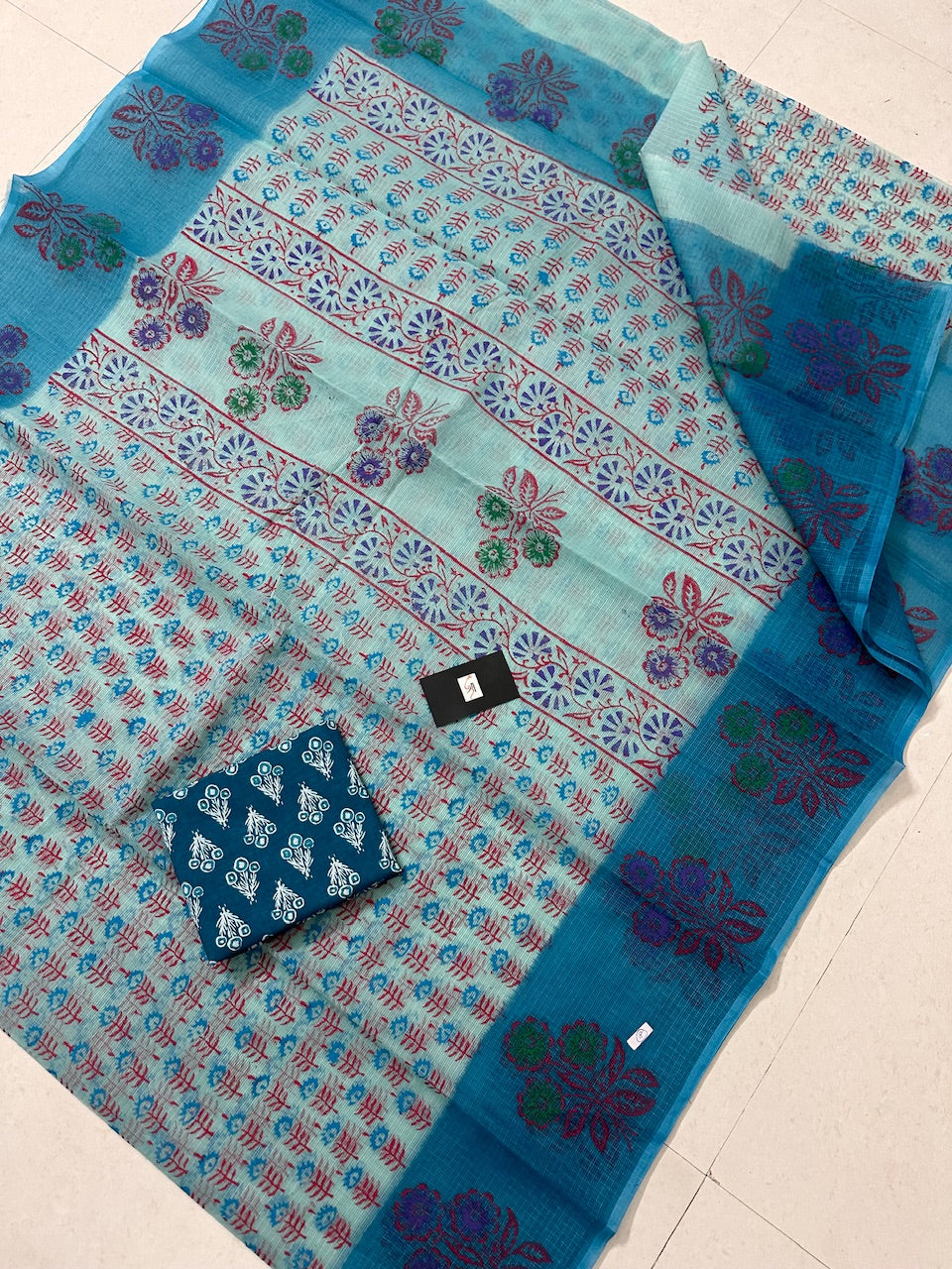 HandBlock Printed Kota Cotton Doria Saree