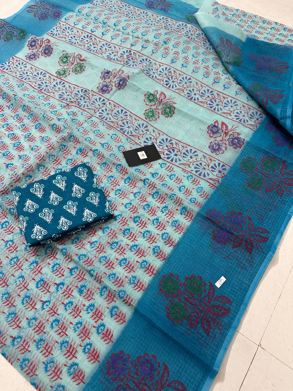 HandBlock Printed Kota Cotton Doria Saree