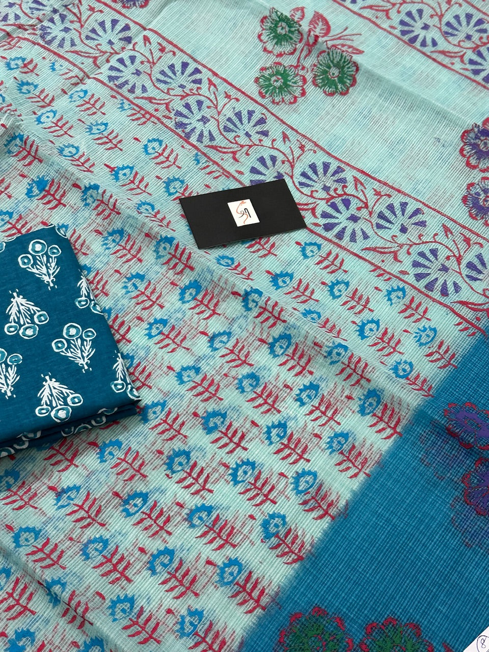 HandBlock Printed Kota Cotton Doria Saree