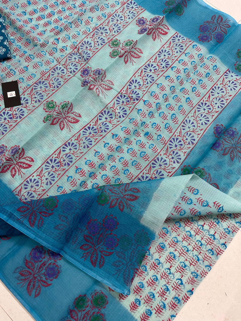 HandBlock Printed Kota Cotton Doria Saree