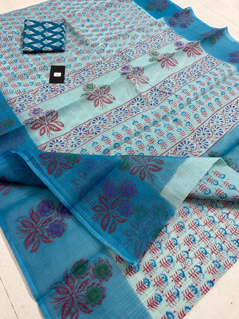 HandBlock Printed Kota Cotton Doria Saree