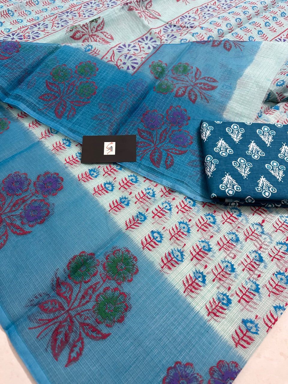 HandBlock Printed Kota Cotton Doria Saree