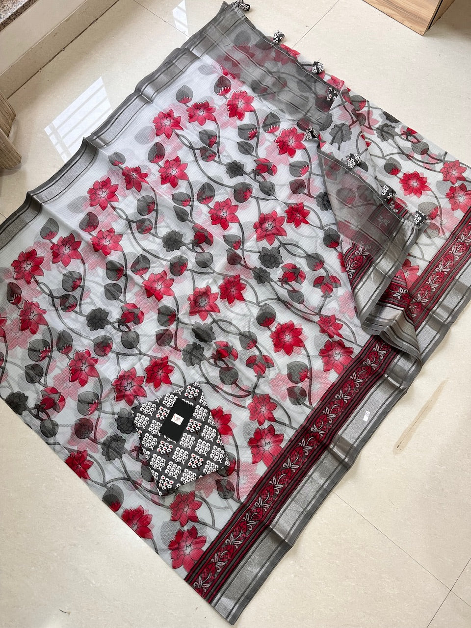 Digital Printed Kota Cotton Doria Saree